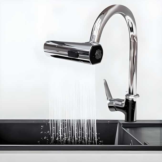 3 in 1 360๏ฟฝ Waterfall Kitchen Faucet, Touch Faucet, Extender for Kitchen Sink